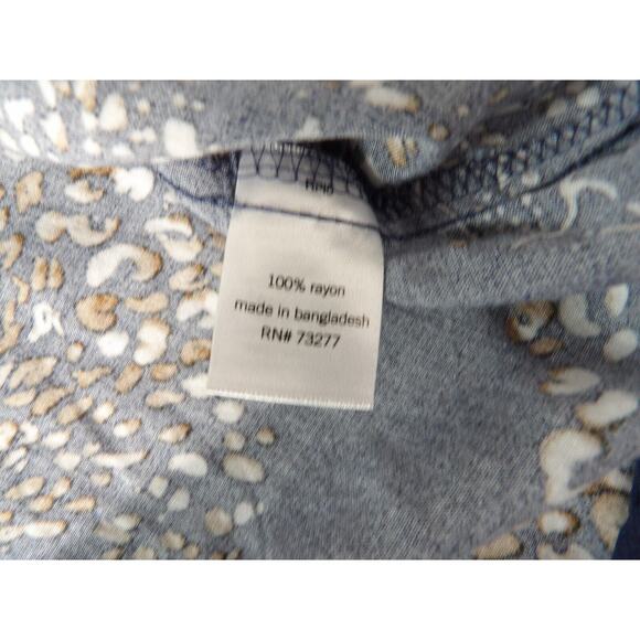 Evri 2X Top Tunic Cheetah Leopard Jag Animal Blue Office Career Big Cat Rayon - Picture 9 of 9